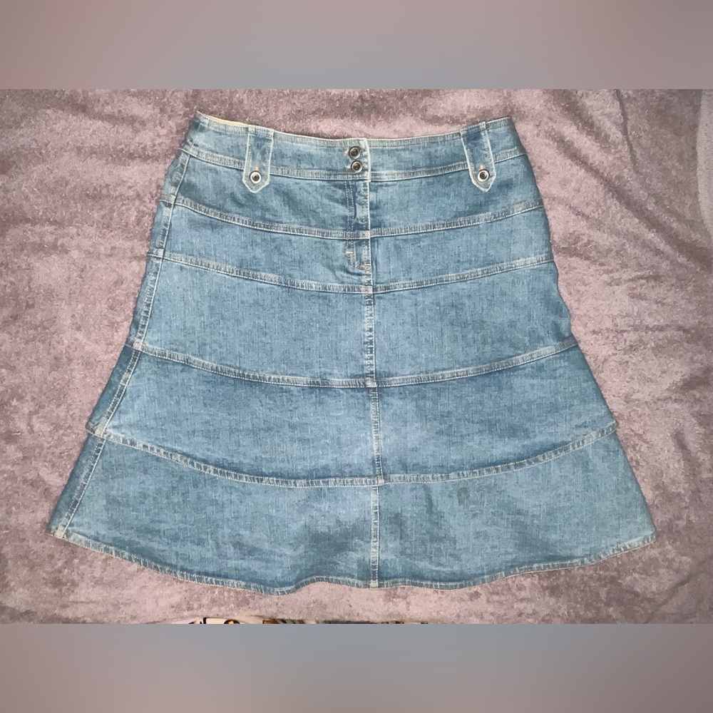 Oscar de la Renta Blue Denim Tiered Skirt - sz 6